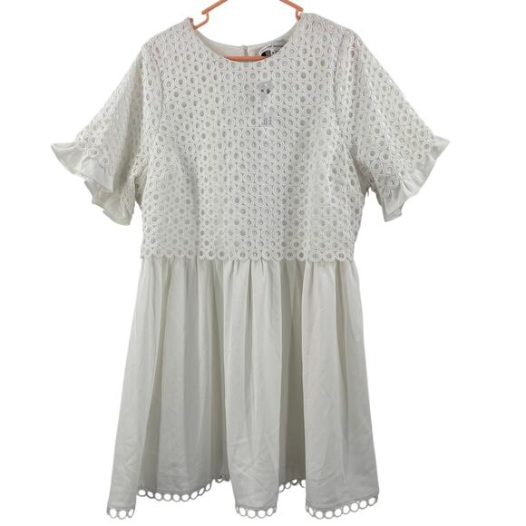 ENGLISH FACTORY Dress Size 1X White Eyelet Mixed Media Bridal Wedding Shower NWT - Picture 2 of 12